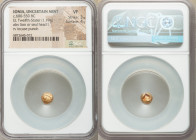 IONIA. Uncertain Mint. Ca. 600-550 BC. EL 1/12 stater or hemihecte (7mm, 1.19 gm). NGC VF 3/5 - 4/5. Stylized head of lion or seal left, mouth open / ...