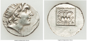 CARIAN ISLANDS. Rhodes. Ca. 88-84 BC. AR drachm (17mm, 2.61 gm, 12h). Choice XF. Plinthophoric coinage, Menodorus, magistrate. Radiate head of Helios ...