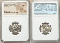 PARTHIAN KINGDOM. Phraates IV (ca. 38-2 BC). AR drachm (21mm, 12h). NGC AU. Mithradatkart. Diademed and draped bust left, wart on forehead; eagle with...