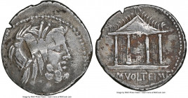 M. Volteius M.f. (ca. 78/75 BC). AR denarius (19mm, 3.67 gm, 3h). NGC VF 2/5 - 2/5, edge cut, edge filing, adjusted flan. Rome. Laureate head of Jupit...