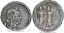 Cn. Egnatius Cn.f. Cn.n. Maxsumus (76 BC). AR denarius (19mm, 3.82 gm, 2h). NGC VF 4/5 - 3/5. Rome. MAXSVMVS, diademed and draped bust of Libertas rig...