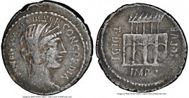 P. Fonteius P.f. Capito (ca. 55 BC). AR denarius (18mm, 3.69 gm, 1h). NGC Choice VF 4/5 - 3/5, flan flaw. Rome. P•FONTEIVS•CAPITO•III•VIR•CONCORDIA (N...