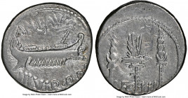 Marc Antony, as Triumvir and Imperator (43-30 BC). AR denarius (17mm, 3.86 gm, 4h). NGC Choice Fine 4/5- 2/5, graffito, bankers marks. Legionary issue...