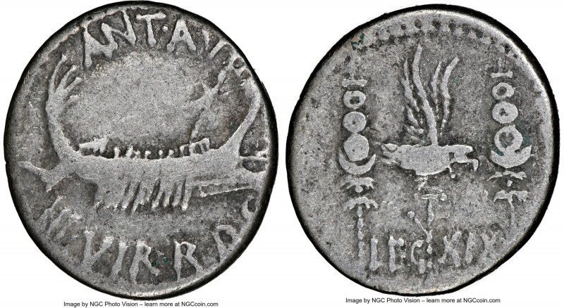Marc Antony, as Triumvir and Imperator (43-30 BC). AR denarius (18mm, 3.44 gm, 5...