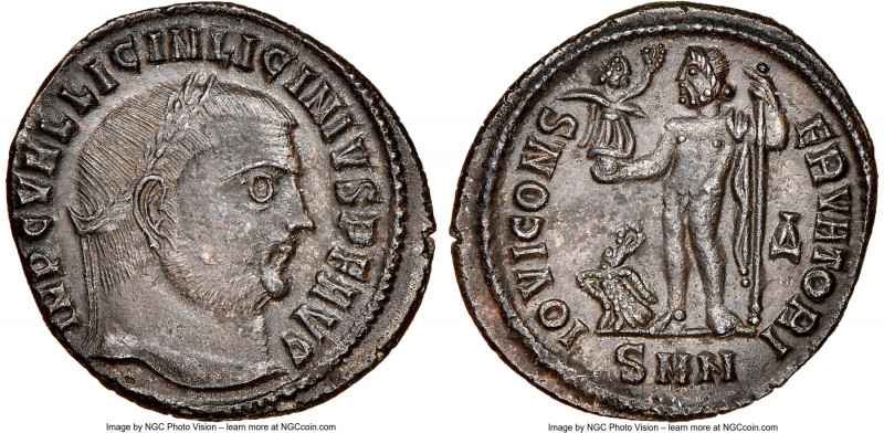 Licinius I (AD 308-324). AE follis or BI nummus (22mm, 4.16 gm, 12h). NGC MS 5/5...