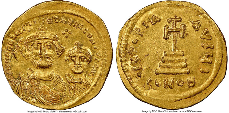 Heraclius (AD 610-641), with Heraclius Constantine. AV solidus (22mm, 4.37 gm, 7...