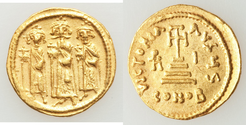 Heraclius (AD 610-641), with Heraclius Constantine and Heraclonas. AV solidus (2...