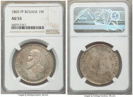 Republic Melgarejo 1865-FP AU53 NGC, Potosi mint, KM146. Shimmering luster beneath pastel hues. 

HID09801242017

© 2020 Heritage Auctions | All R...
