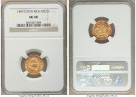 Republic gold 5 Colones 1899 AU58 NGC, Philadelphia mint, KM142. Two year type. 

HID09801242017

© 2020 Heritage Auctions | All Rights Reserved