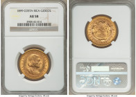 Republic gold 20 Colones 1899 AU58 NGC, KM141. Mintage: 25,000. AGW 0.4502 oz. 

HID09801242017

© 2020 Heritage Auctions | All Rights Reserved