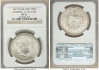 Republic Souvenir Peso 1897 MS63 NGC, Gorham mint, KM-XM3. Type III close date with stars above "97" baseline. 

HID09801242017

© 2020 Heritage A...