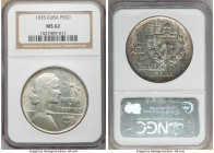 Republic "ABC" Peso 1935 MS62 NGC, Philadelphia mint, KM22. Mottled bronze toning on reverse. 

HID09801242017

© 2020 Heritage Auctions | All Rig...