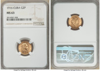 Republic gold 2 Pesos 1916 MS63 NGC, Philadelphia mint, KM17. Two year type. 

HID09801242017

© 2020 Heritage Auctions | All Rights Reserved