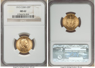 Republic gold 5 Pesos 1915 MS62 NGC, Philadelphia mint, KM19. Two year type. AGW 0.2419 oz. 

HID09801242017

© 2020 Heritage Auctions | All Right...