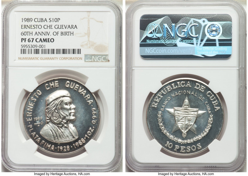 Republic Proof "Ernesto Che Guevara" 10 Pesos 1989 PR67 Cameo NGC, Havanna mint,...