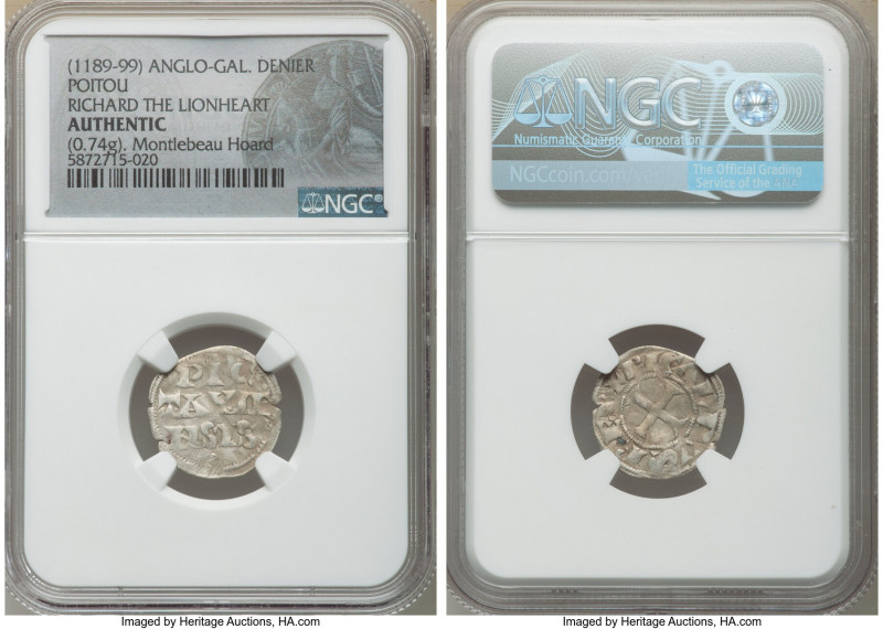 Anglo-Gallic. Richard I, the Lionheart Denier ND (1189-1199) Authentic NGC, Poit...