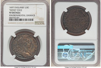 William III 1/2 Crown 1697 VF Details (Environmental Damage) NGC, KM491.7, S-3487. "NONO" Edge. Two year type. 

HID09801242017

© 2020 Heritage A...