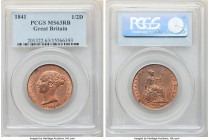 Victoria 3-Piece Lot of Certified 1/2 Pennies 1841 MS63 Red and Brown, KM726, S-3949. Includes (1) PCGS and (2) NGC. Sold as is, no returns. 

HID09...