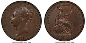 Victoria Penny 1841 MS62 Brown PCGS, KM739, S-3948. No Colon. Mahogany brown with pink accents in recesses. 

HID09801242017

© 2020 Heritage Auct...