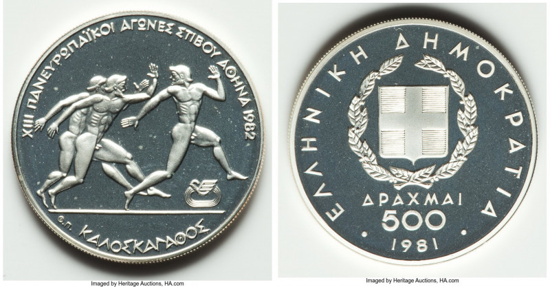 Republic 9-Piece Uncertified silver "Pan-European Games" Set of 100, 250 & 500 D...