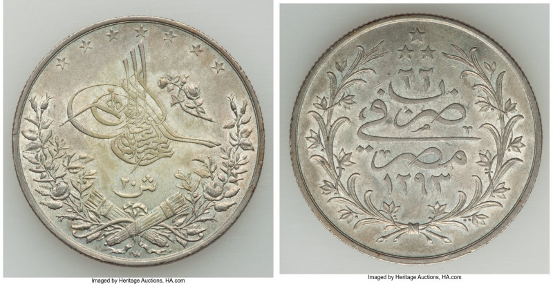 Ottoman Empire. Abdul Hamid II 20 Qirsh AH 1293 Year 22 (1896/1897)-W AU, Misr m...