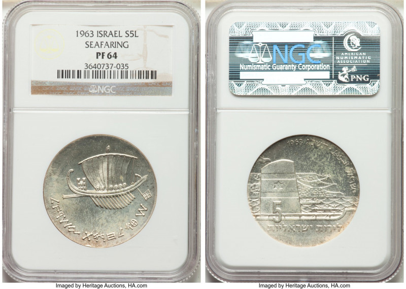 Republic 3-Piece Lot of Certified Proof "Seafaring" 5 Lirot JE 5723 (1963) PR64 ...
