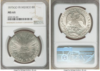 Republic 8 Reales 1875 Go-FR MS64 NGC, Guanajuato mint, KM377.8, DP-Go55, Small circle with dot on eagle. Choice with cartwheel luster, boldly struck ...