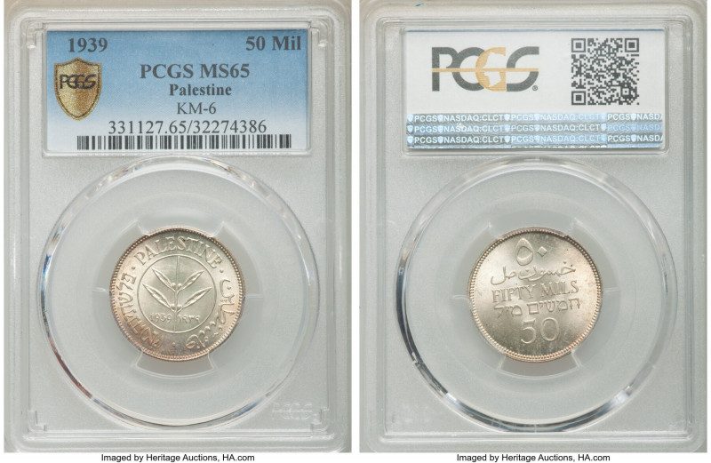 British Mandate 50 Mils 1939 MS65 PCGS, KM6.

HID09801242017

© 2020 Heritag...