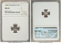 Republic 2-1/2 Centesimos 1904 MS65 NGC, KM1. Also known as the Panama pill. Concord grape and rose toning. 

HID09801242017

© 2020 Heritage Auct...