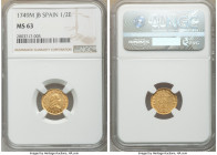 Ferdinand VI gold 1/2 Escudo 1749-JB MS63 NGC, Madrid mint, KM378.

HID09801242017

© 2020 Heritage Auctions | All Rights Reserved