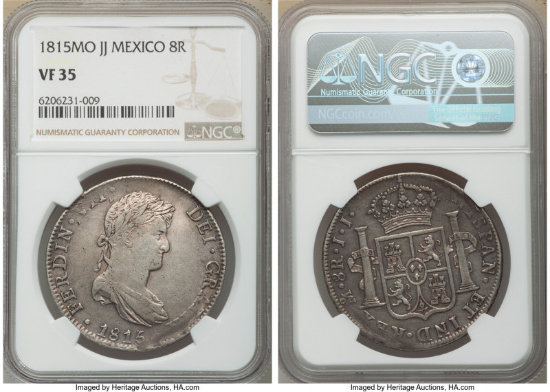 Ferdinand VII Pair of Certified 8 Reales NGC, 1) Mexico: 8 Reales 1815 Mo-JJ - V...