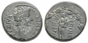 Roman Provincial 
PHRYGIA. Aezanis. Augustus (27 BC-14 AD) Tiberius, magistrate Menander (Dated 19-23 AD)
AE Bronze (17.2 mm 4.6 g )