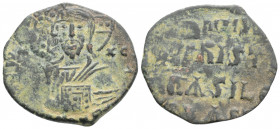 Byzantine
Attributed to Basil II and Constantine VIII (976-1028 AD). Constantinople
AE Follis (24mm 4.6g)
