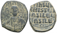 Byzantine
Attributed to Basil II and Constantine VIII (976-1028 AD). Constantinople
AE Follis (30.2mm 11.3g)