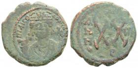 Byzantine
Maurice Tiberius. (582-602 AD.) Theoupolis (Antiochia) mint.
AE Half follis. ( 23.4 mm 6 g)