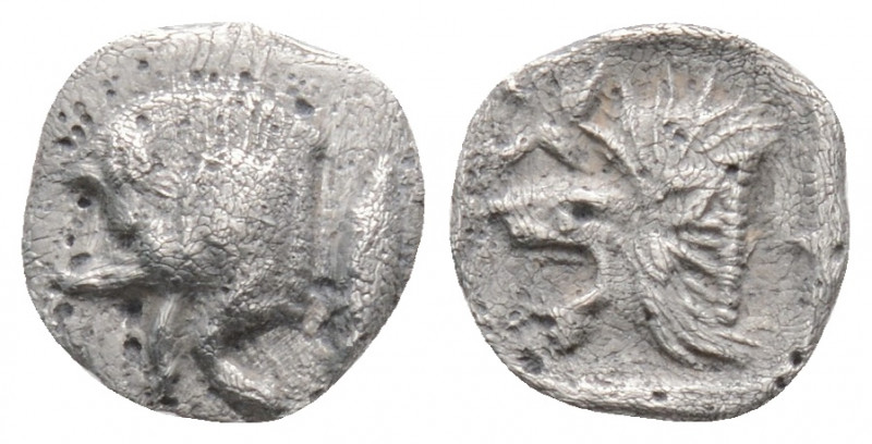 Greek
MYSIA. Kyzikos. (Circa 450-400 BC).
Hemiobol Silver (8.2mm 0.38g)