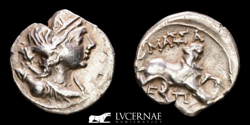 Ancient Greek - Massalia. c. 100-49 BC. - Silver Drachm. (2.68 g. 16 mm.)

Drape...