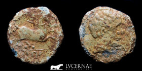 Very rare Beligiom Bronze Quadrans 3.00 g., 18 mm. Beligiom 120-20 B.C. Very Fine