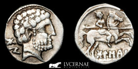 Ancient Hispania / Bolskan Silver Denarius 4.07 g. 18 mm Huesca S. II BC. Extremely fine