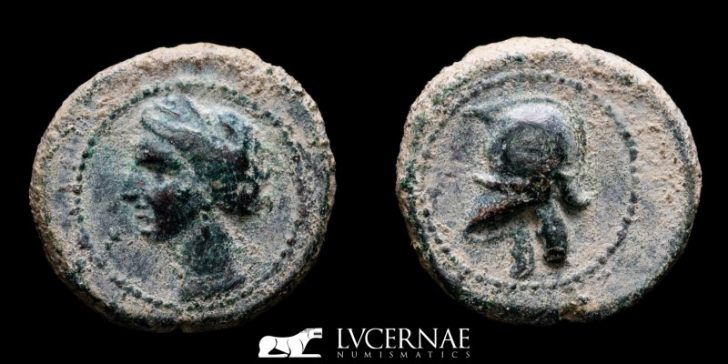 Ancient Hispania, Cartagonova, bronze quarter of calco (2.04 g., 14 mm.). Milita...