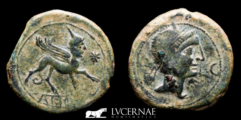 Ancient Hispain, Castulo, mid 2nd Century BC, AE As (18.52 g 31 mm), Sphinx. Ser...