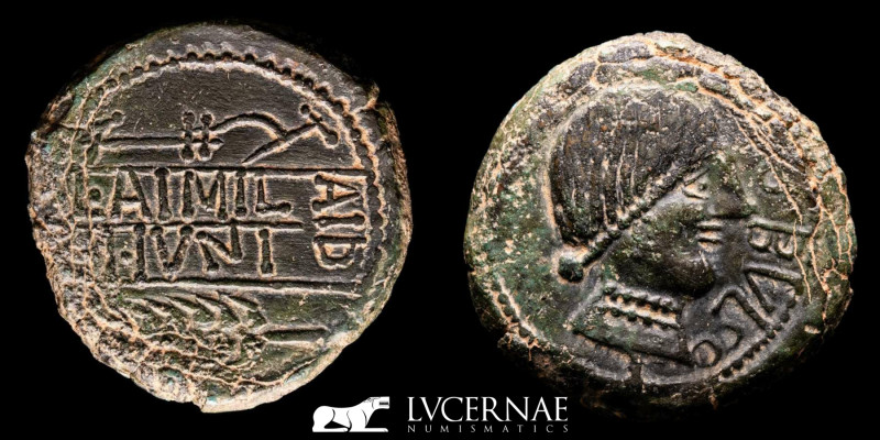 Ancient Hispania. Obulco (Porcuna, Jaen), bronze As (17.41 g., 30 mm.). Minted i...