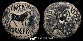 Augustus  Bronze As 16.53 g, 31 mm Celsa (Velilla del Ebro, Zaragoza) 2-14 AD Good very fine (MBC+)
