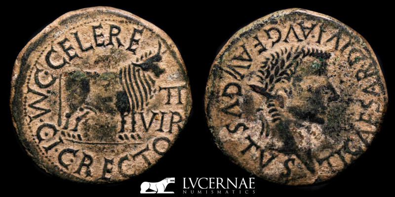 Roman Spain - Tiberius (14-37 A.D.) bronze as (10.55 g. 29 mm.) minted in Calagu...