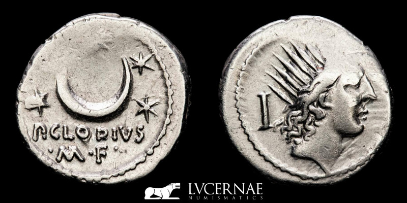 Roman Imperatorial - P. Clodius M. f. Turrinus silver denarius (4,00 g. 19 mm.)....