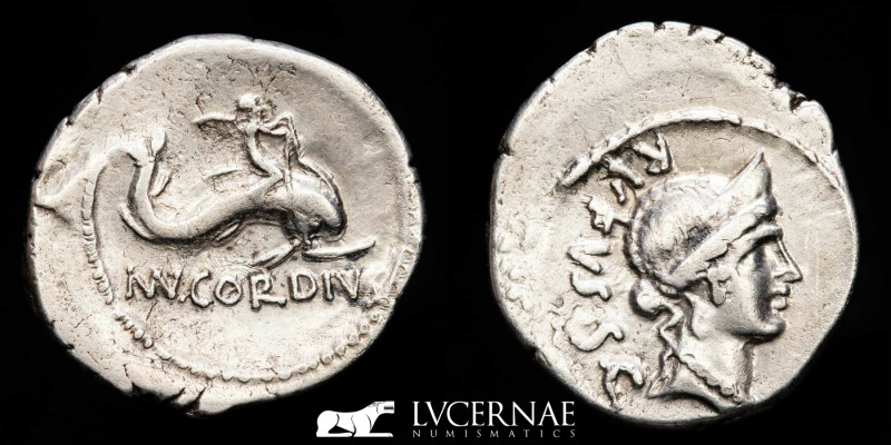 Roman Republic - Mn. Cordius Rufus silver denarius (3,80 g. 20 mm.). Rome mint, ...