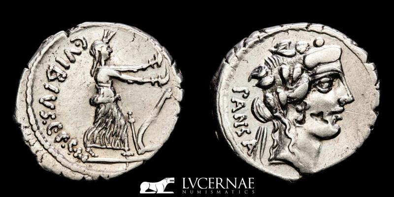 Roman Imperatorial, C. Vibius C. f. C. n. Pansa Caetronianus silver denarius (3,...