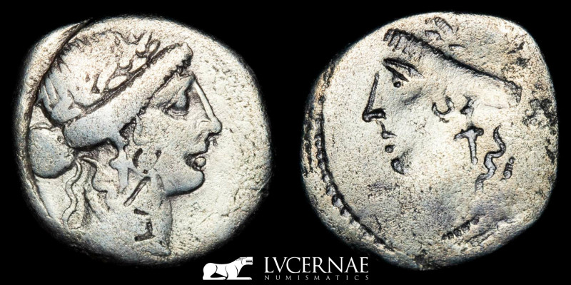 Roman Republic, interesting mint error in silver denarius (3,49 g. 18 mm). Rome,...