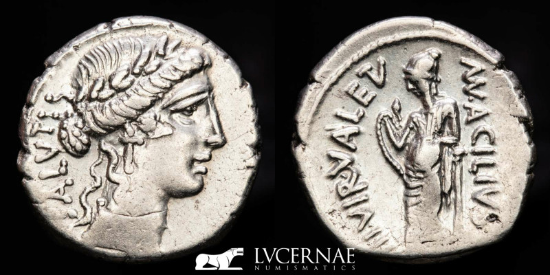Roman Republic- Man. Acilius Glabrio silver denarius (4,00 g., 18 mm.). Rome, 49...