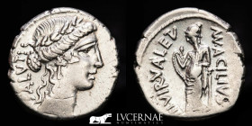Man. Acilius Glabrio Silver Denarius 4,00 g., 18 mm. Rome 49 BC  Near extremely fine condition